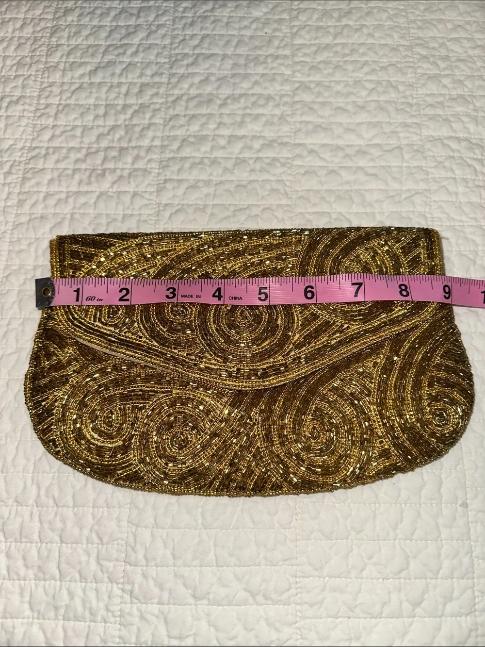 Vintage Gold Beaded Women's Evening Clutch Wedding Formal Ball Flap